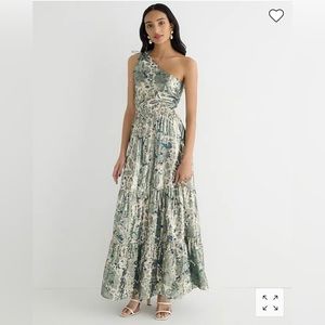 J Crew Collection one-shoulder cutout dress in floral Lurex® chiffon size 12